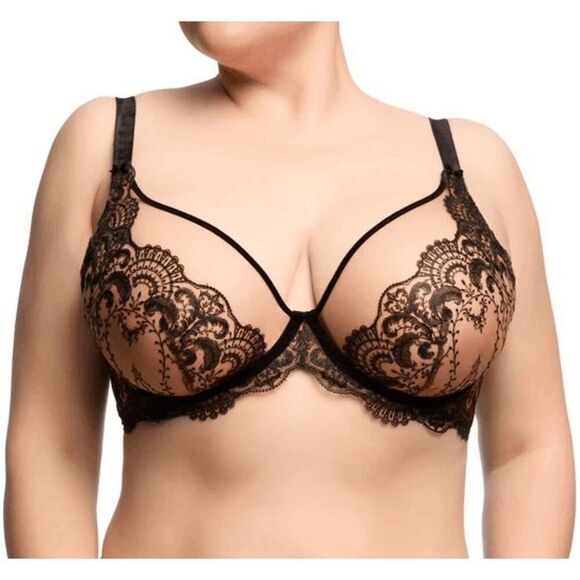 Dita Von Teese Plus Size Women's Nom De Plume Underwire Plunge Bra 40H - Picture 1 of 10